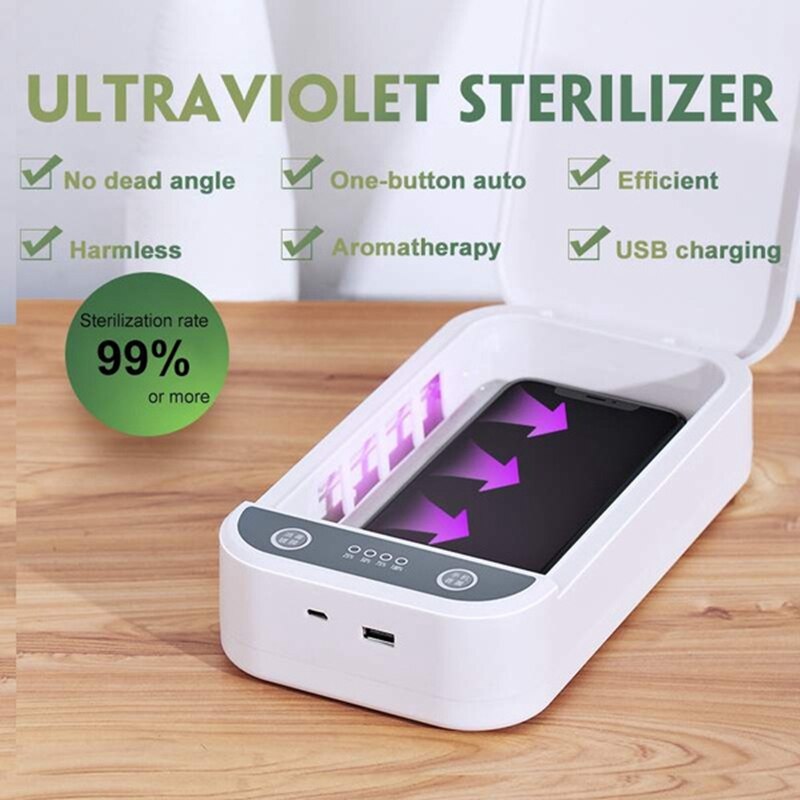 Corona UV Phone Sterilizer Box Jewelry Phones Cleaner Personal Sanitizer Disinfection Cabinet with Aroma Esterilizador For Mask