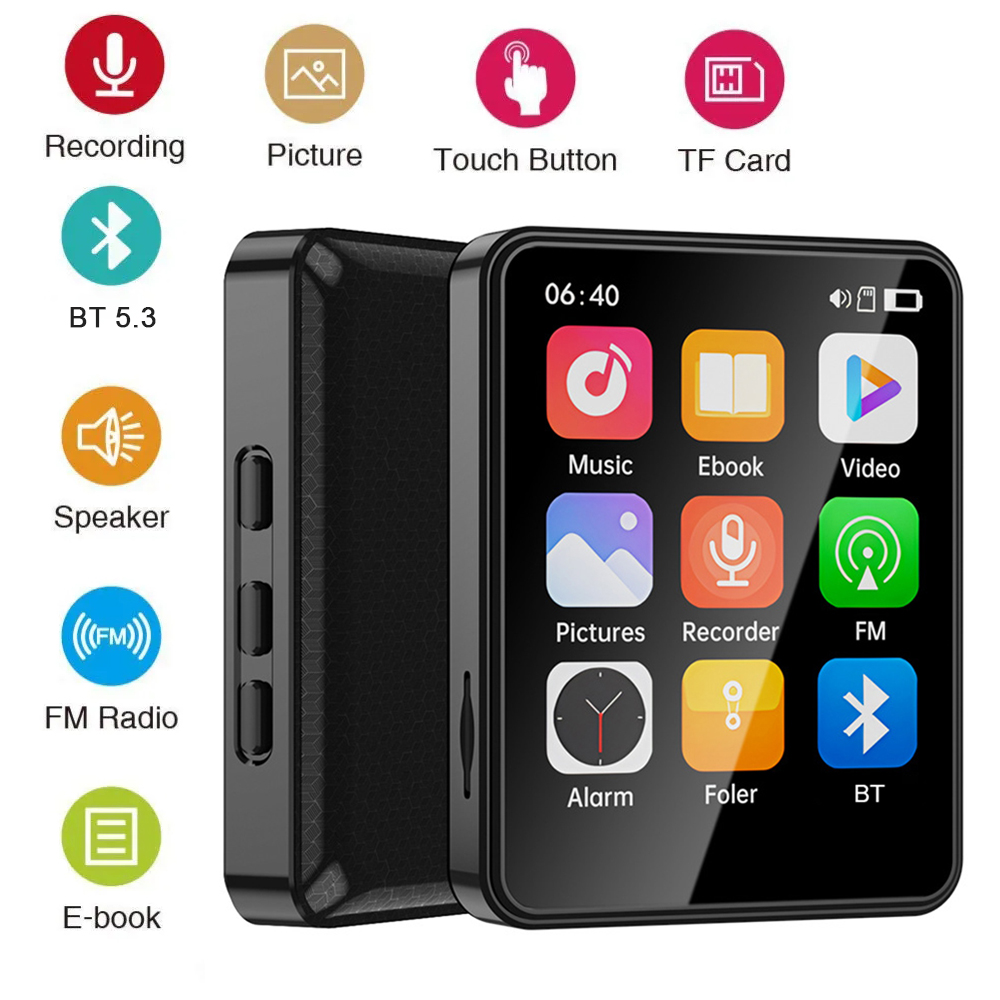 2.4 Inch MP3 player Support Bluetooth Full Screen touch HiFi Music Player Built-in Speaker With E-book /FM/Radio/Video