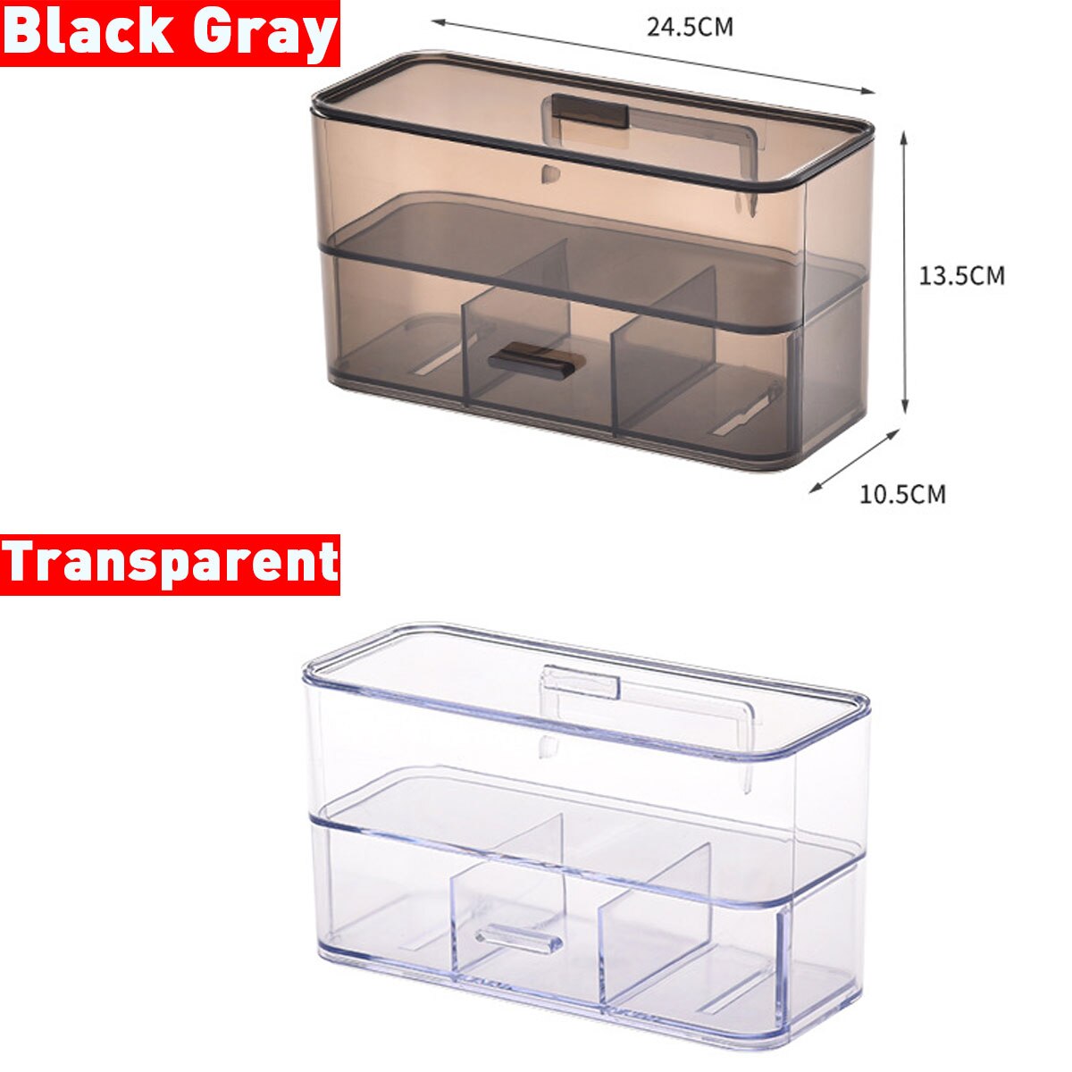 Cosmetic Organizer Storage Box Wall Mounted Clear Makeup Drawers Holder Case 2 Layers Multifunction Makeup Jewelry Storage Box