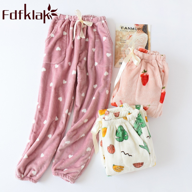 Sovbyxor hembyxor vinter tjocka pyjamas dam& #39 ;s byxor lounge wear pyjamasbyxor kvinnor nattbyxor fdfklak