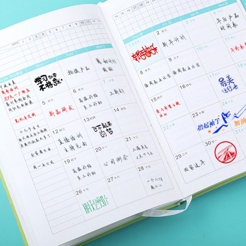 Large Annual Planner, "Time Can Not Be Won Again "Yearly Monthly Weekly Daily Bound Dated Agenda Notebook