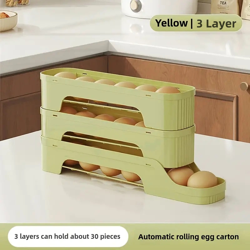 1Pc Detachable Rolling Egg Holder, Space-Saving PP Material Egg Storage Box for Refrigerator Easy Access & Freshness Maintenance: green