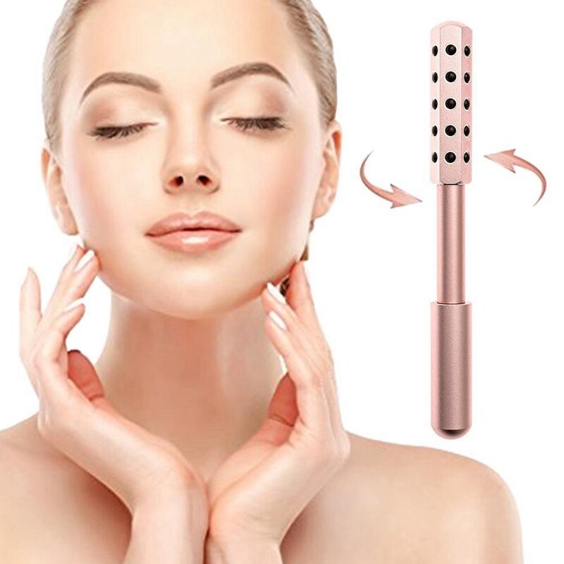 30 Germanium Massage Roller Beauty Bar Face Lift Tools Body Massager Face Shaping Anti-Wrinkles Massage Stick(Pink)