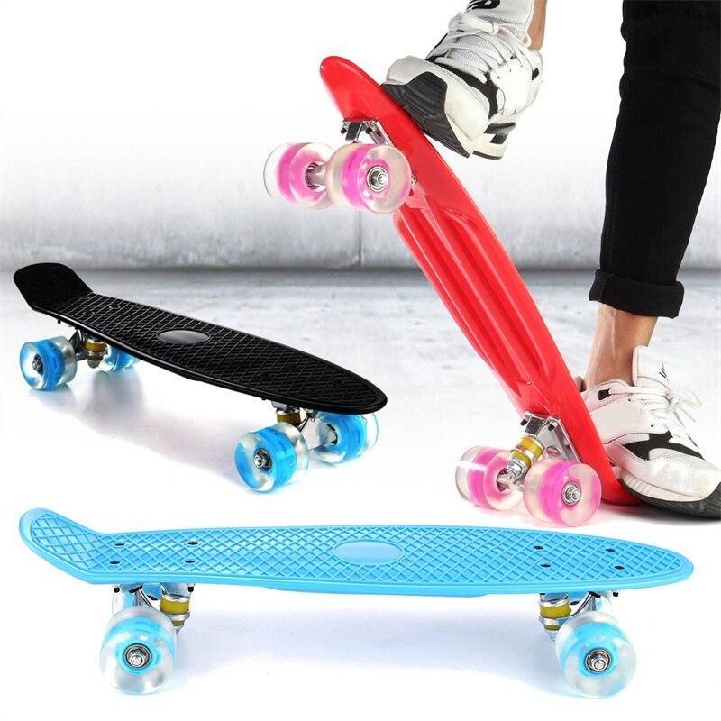 22 Inch VierWiel Mini Longboard Pastel Kleur Skateboard Board Met Led