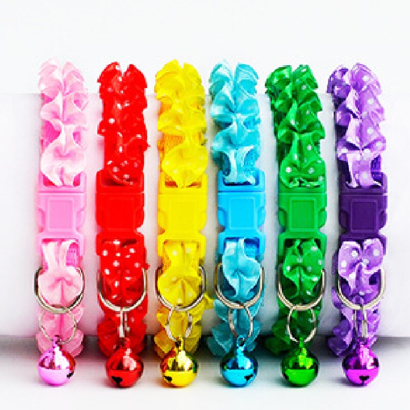 Collar de encaje con hebilla de Mascota, Collar ajustable con campana para gatos, cachorros y perros, accesorios al por mayor