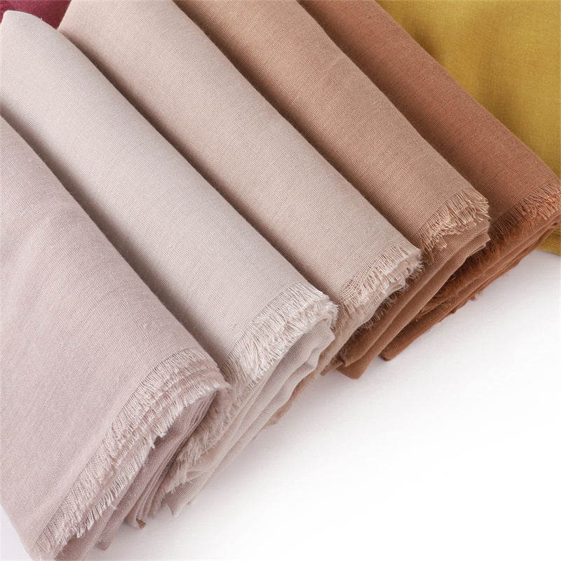 Women Ramadan Muslim Hijab Cotton and Linen Soft Autumn and Winter Solid Color Islam Scarf Headscarf Shawl