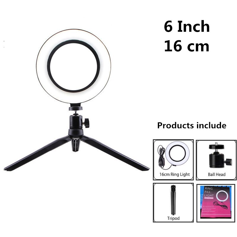 LED Ring Light - 16/20/26cm Selfie Light with Tripod - Dimmable Cradle Head for Video Studio: Set 1