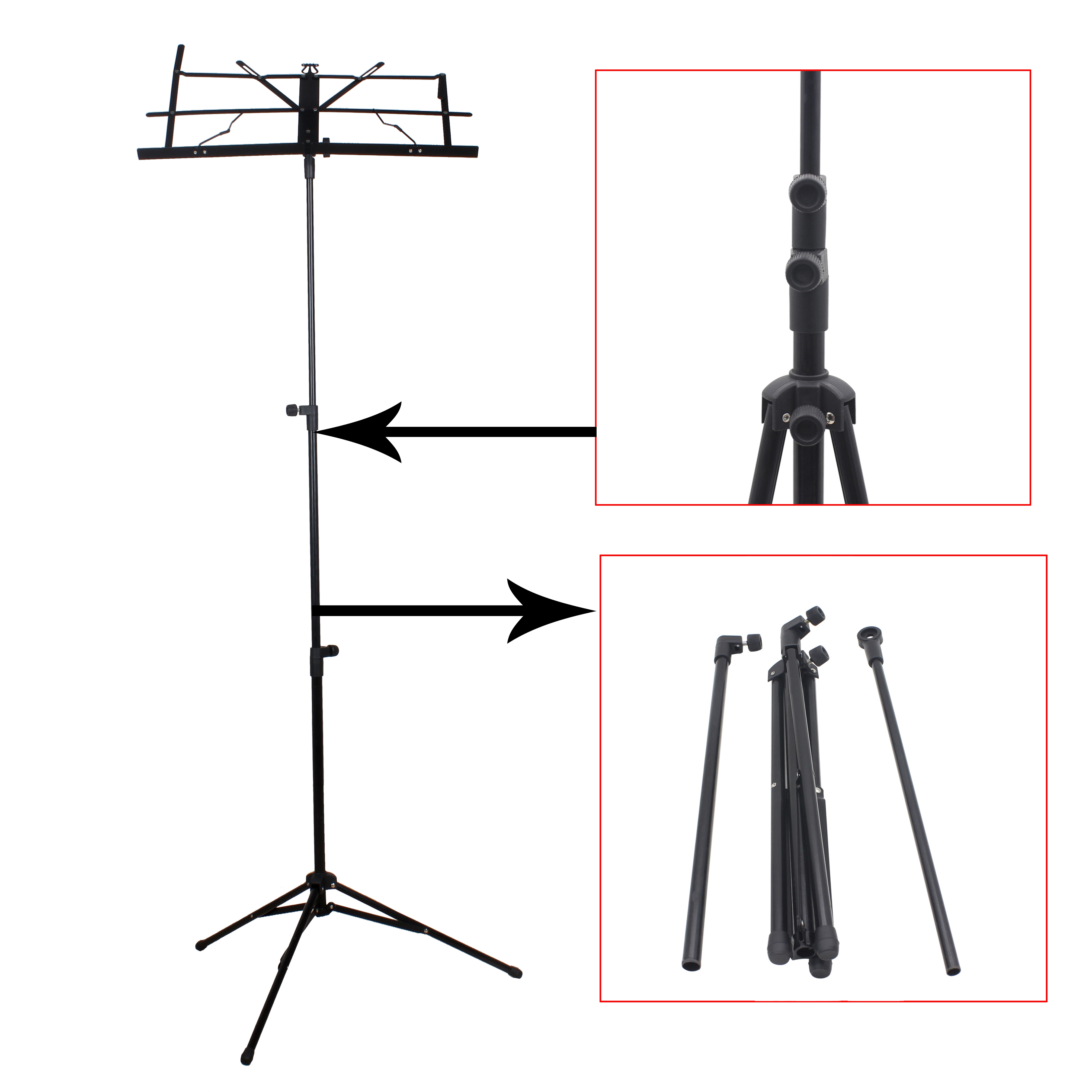 Trépied pliable pour partitions de musique, support réglable en acier inoxydable, accessoire universel pour Instrument de musique avec sac
