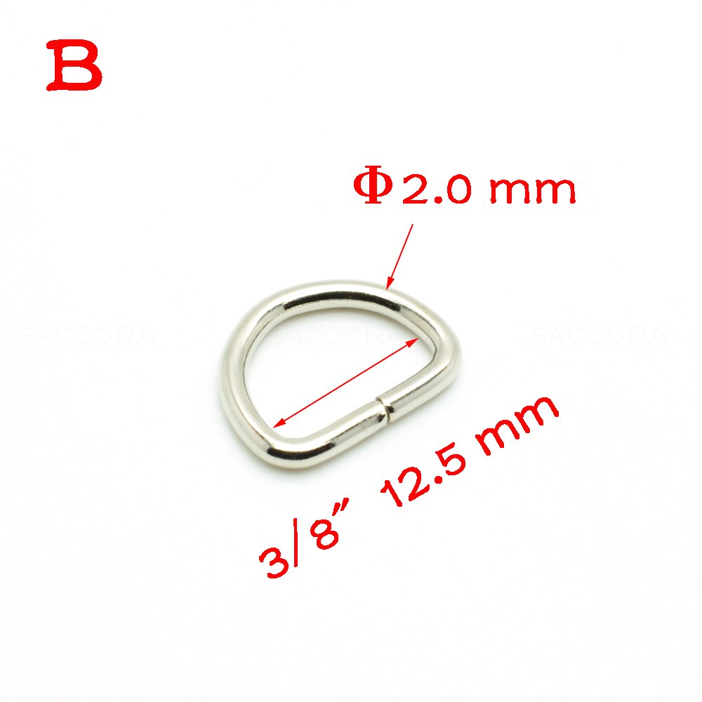10 stuks/pak d-ring metalen ring metalen sluiting riemgesp leren hardware bh-haak pakket accessoires band 10mm-25mm