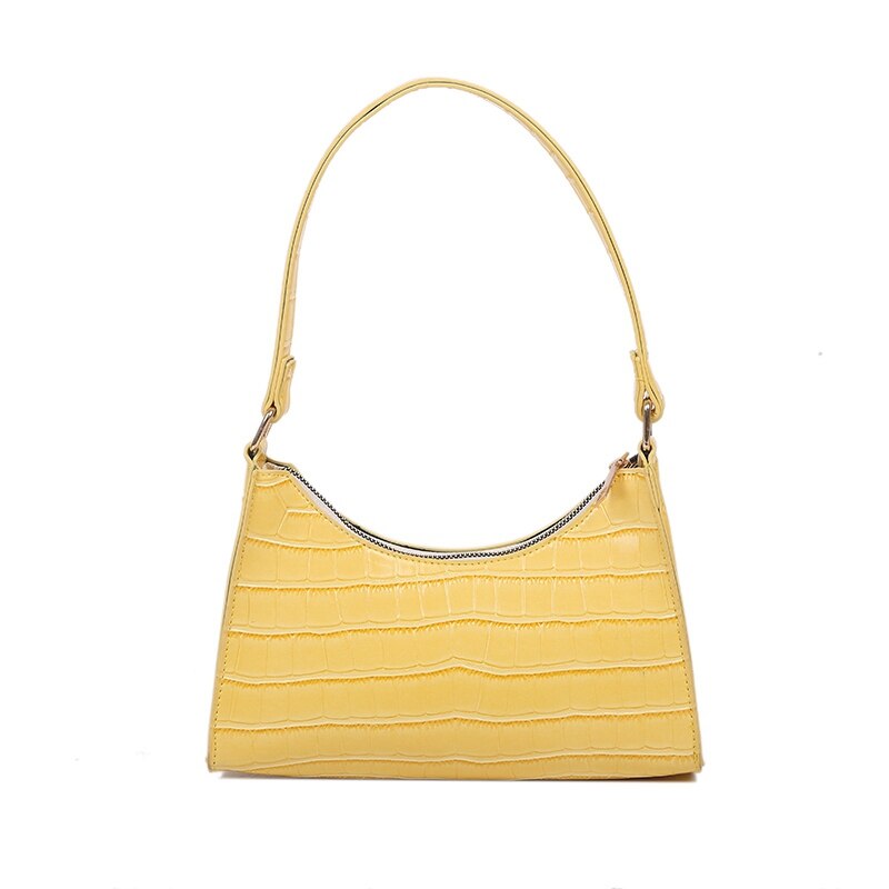 Padrão de crocodilo couro do plutônio do sexo feminino bolsa ombro moda senhoras axila saco do vintage bolsas bolsa baguette pequena embreagem: yellow