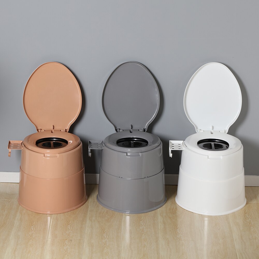 1Set Portable Toilet Movable Travel Camping Commode Squatting Potty Outdoor Pregnant Flush Potty with Paper Roll Holder
