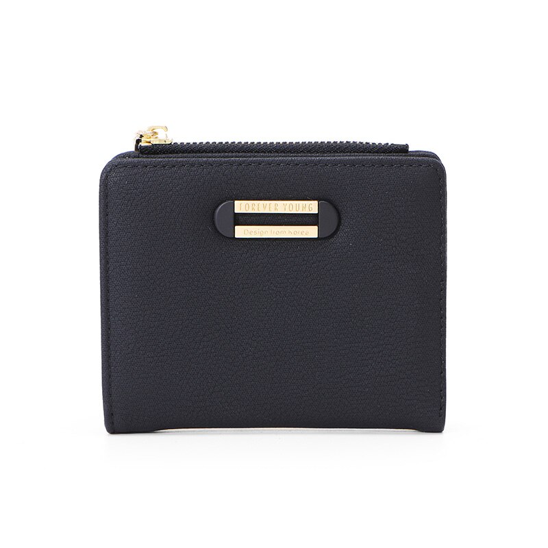 WEICHEN Brand Small Wallet For Women Card Holder Zipper Coin Purses Ladies Slim Wallet Female Purse: Black