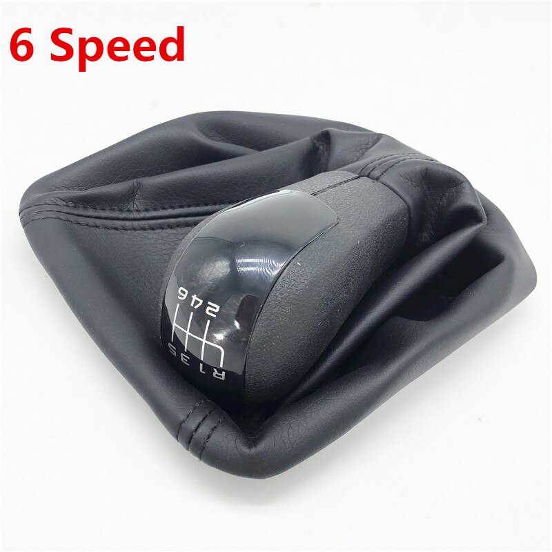 Gear Shift Knob - 5/6 Speed - Leather Boot - Replacement for Skoda Octavia A5 MK2 2004-2007: 6 Speed