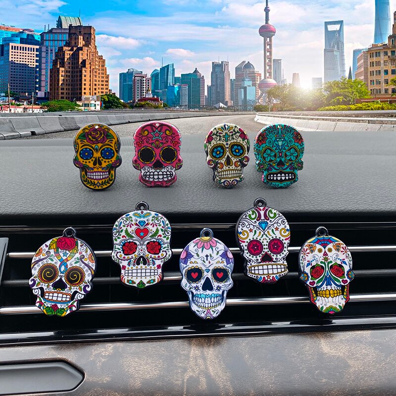 Car Air Freshener Clip - Skull Design - 3x4cm - Acrylic Acid & Iron Alloy - LuckyAroma