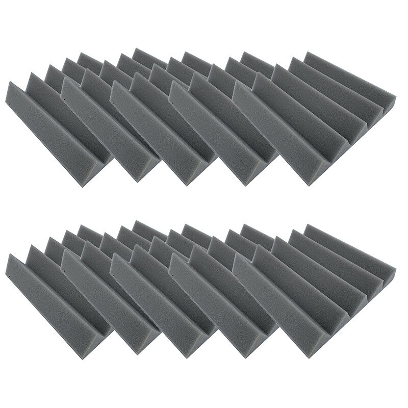 10 Pcs Wedges Sound Absorbing Studio Foam Tile Panel 25x25x5cm for Music Room: grey