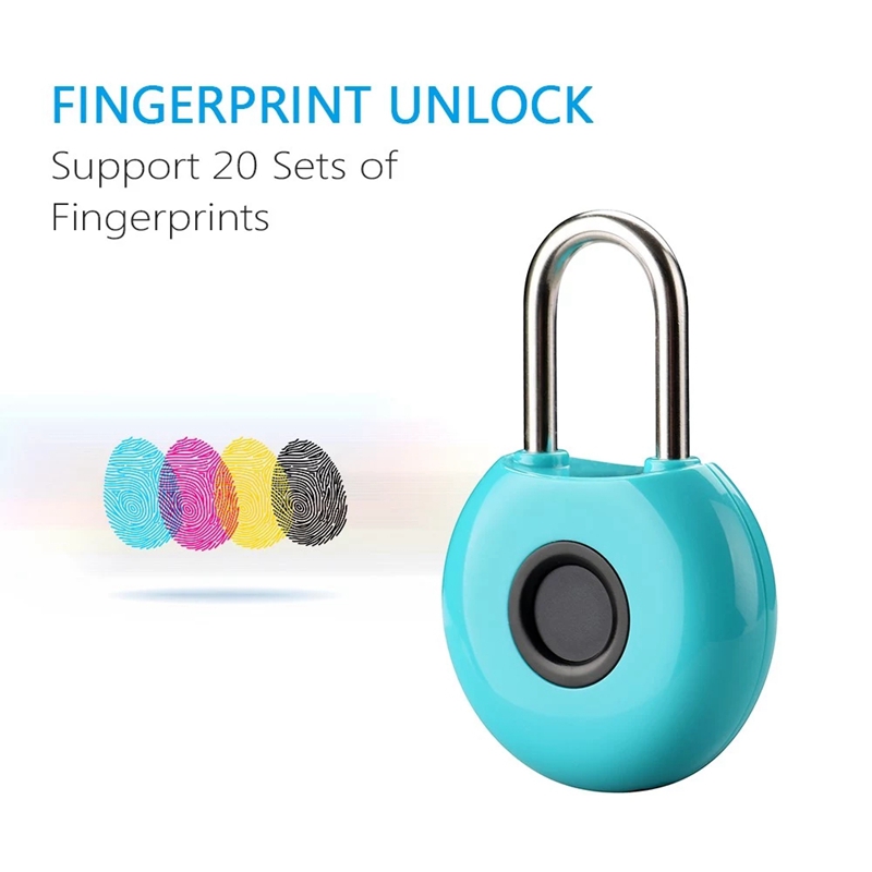 20 Groups Fingerprint Padlock Fingerprints Rechargeable Modern Locks for Lockers Bags Bicycle