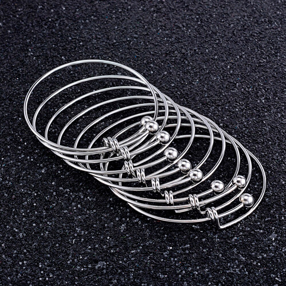 5pcs Stainless steel Blank Adjustable Expandable Wire Bracelets Bangles For DIY Charm Bangle Jewelry