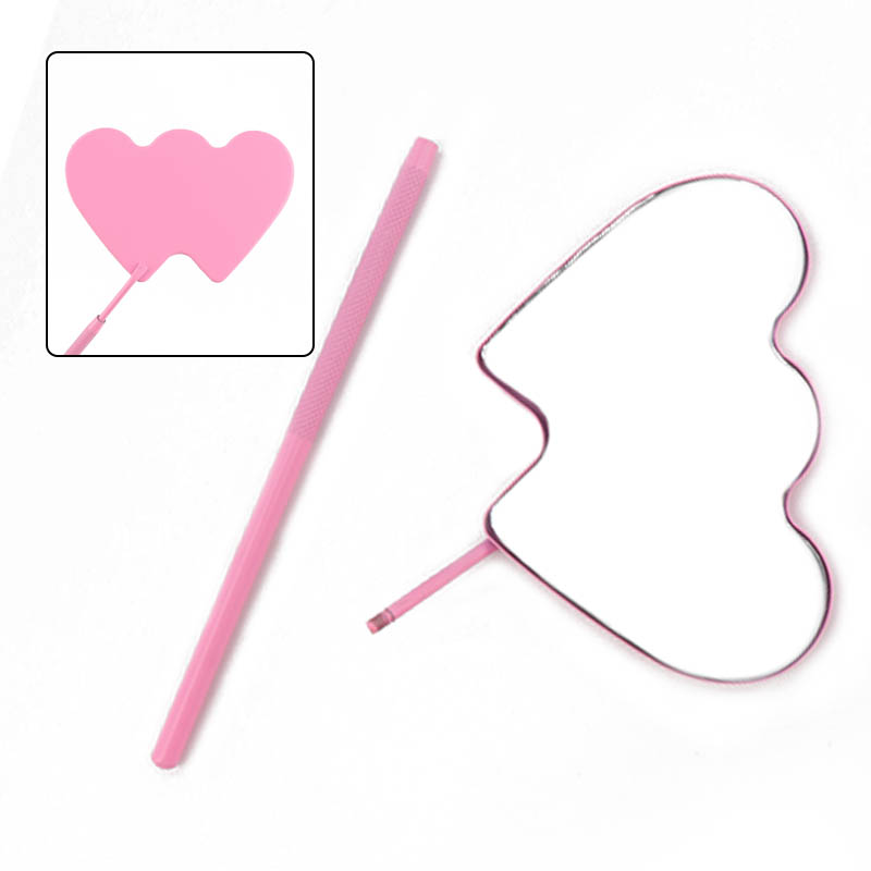 1pcs Stainless Steel Eyelash Checking Mirror Double Heart Shaped Magnifying Inspect Makeup Mirror Lash Extension Beauty Tools