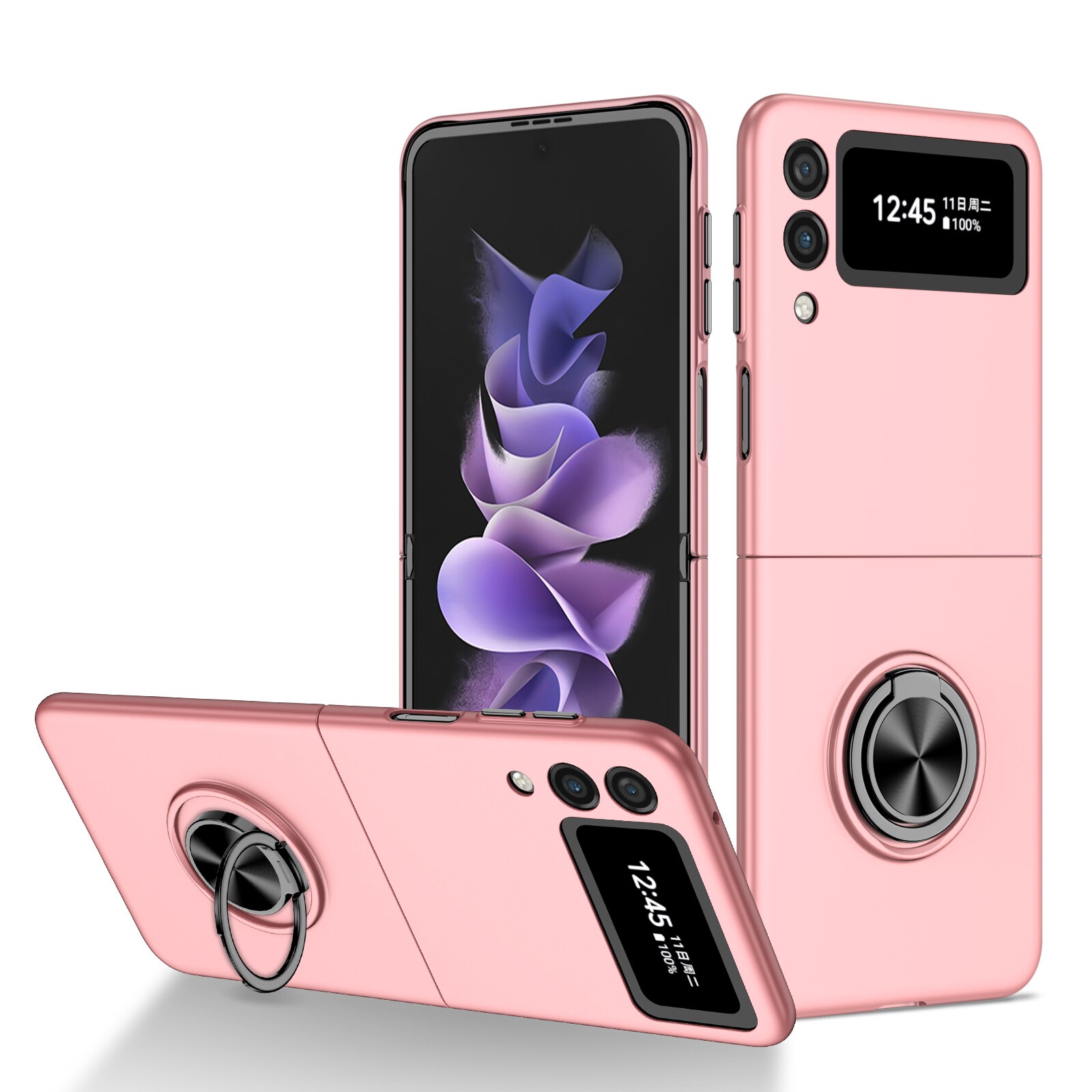 Funda con anillo antiarañazos para Samsung Galaxy Z Flip 3 5G Flip3, funda protectora antideslizante para Samsung Z Flip 3: for Samsung Z Flip 3 / Rosa