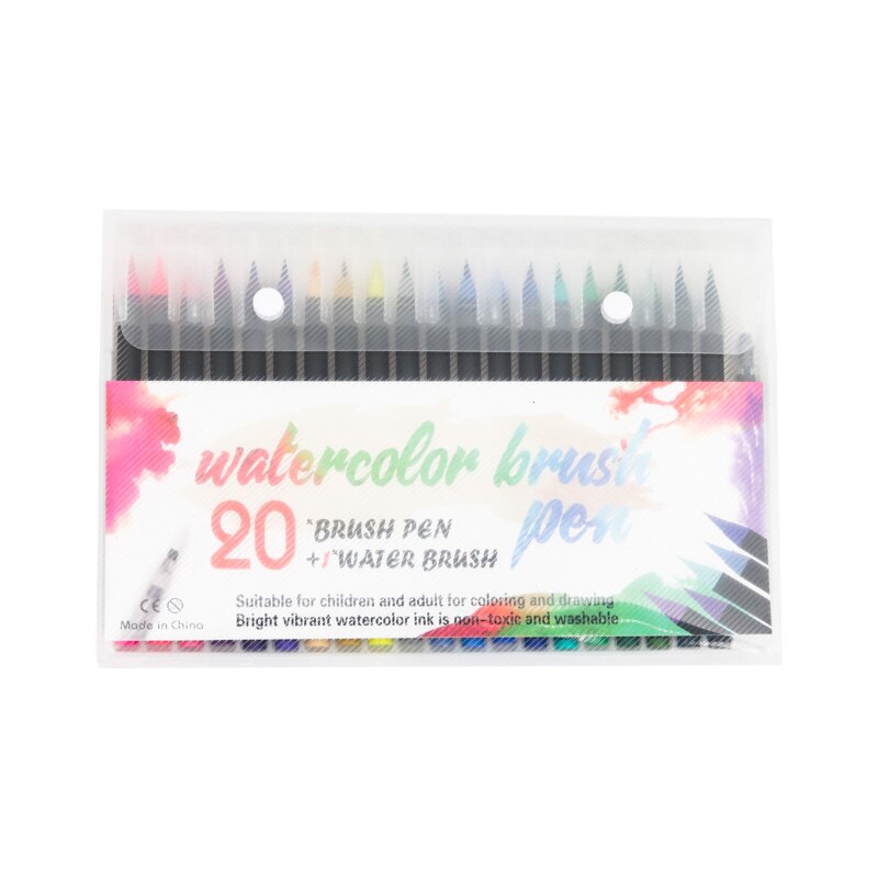 100/120 farver dobbelt spids kunst tuscher pen kalligrafi akvarel pensel pen sæt til voksen malebøger bullet journal: 20 farver