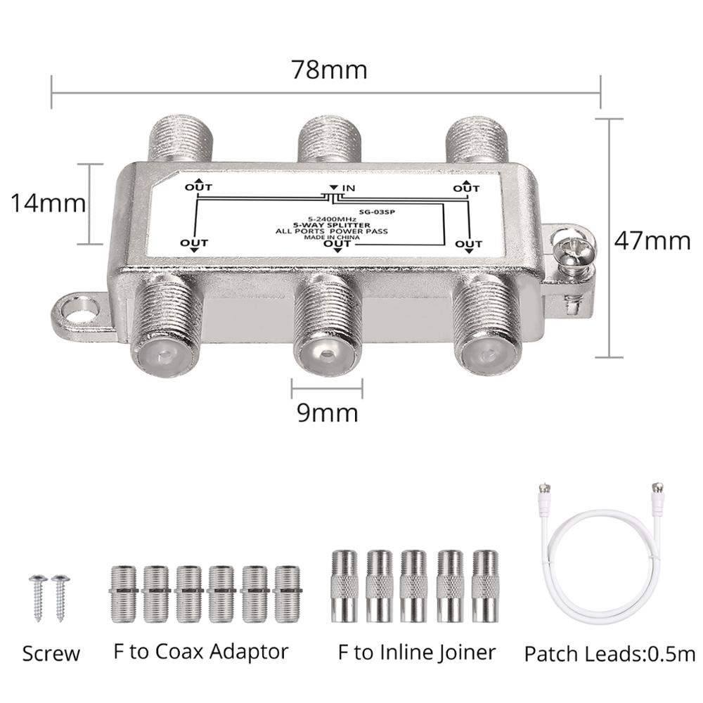 Linkfor 5-2400Mhz 5 Manier Coax Kabel Splitter Geschikt Voor Splitting Antenne Kabel Tv Voor Telewest ntl