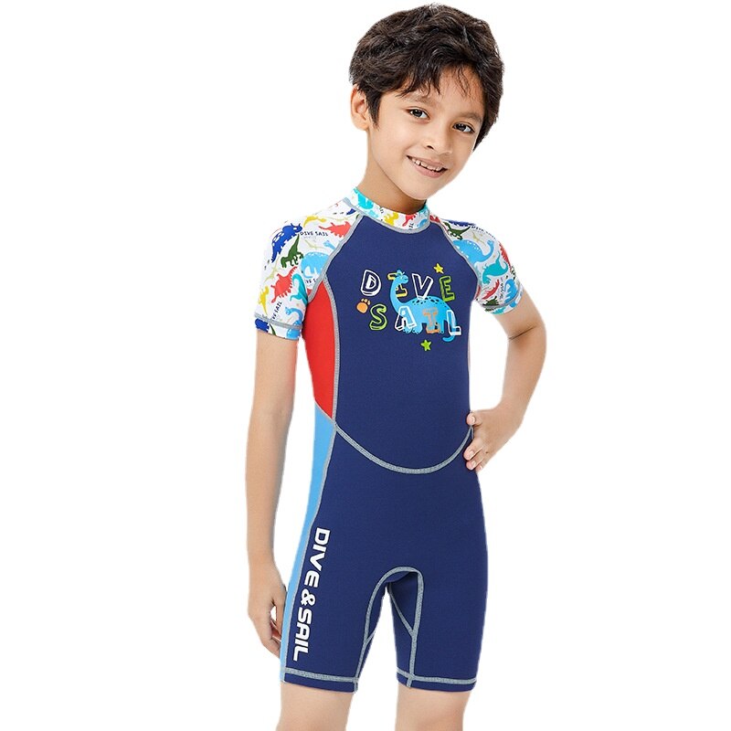 2Mm Neopreen Jongen Warm Wetsuit Korte Een Stuk Wetsuit Kinderen Zwemmen Surfen Zonnebrandcrème Kwallen Kleding