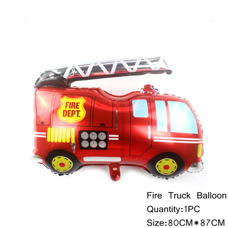 1 Set Firefighter Theme Decoration DIY Spiral Ornaments Fire truck Balloons Disposible Tableware Kids Birthday Party Supplies: 1PC Firetruck Ballon