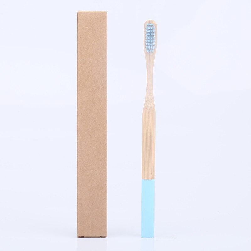 1 pcs Eco friendly bamboo bristle toothbrush Biodegradable Plastic Free Oral Care adult bamboo toothbrush handle brush: Light Blue-17