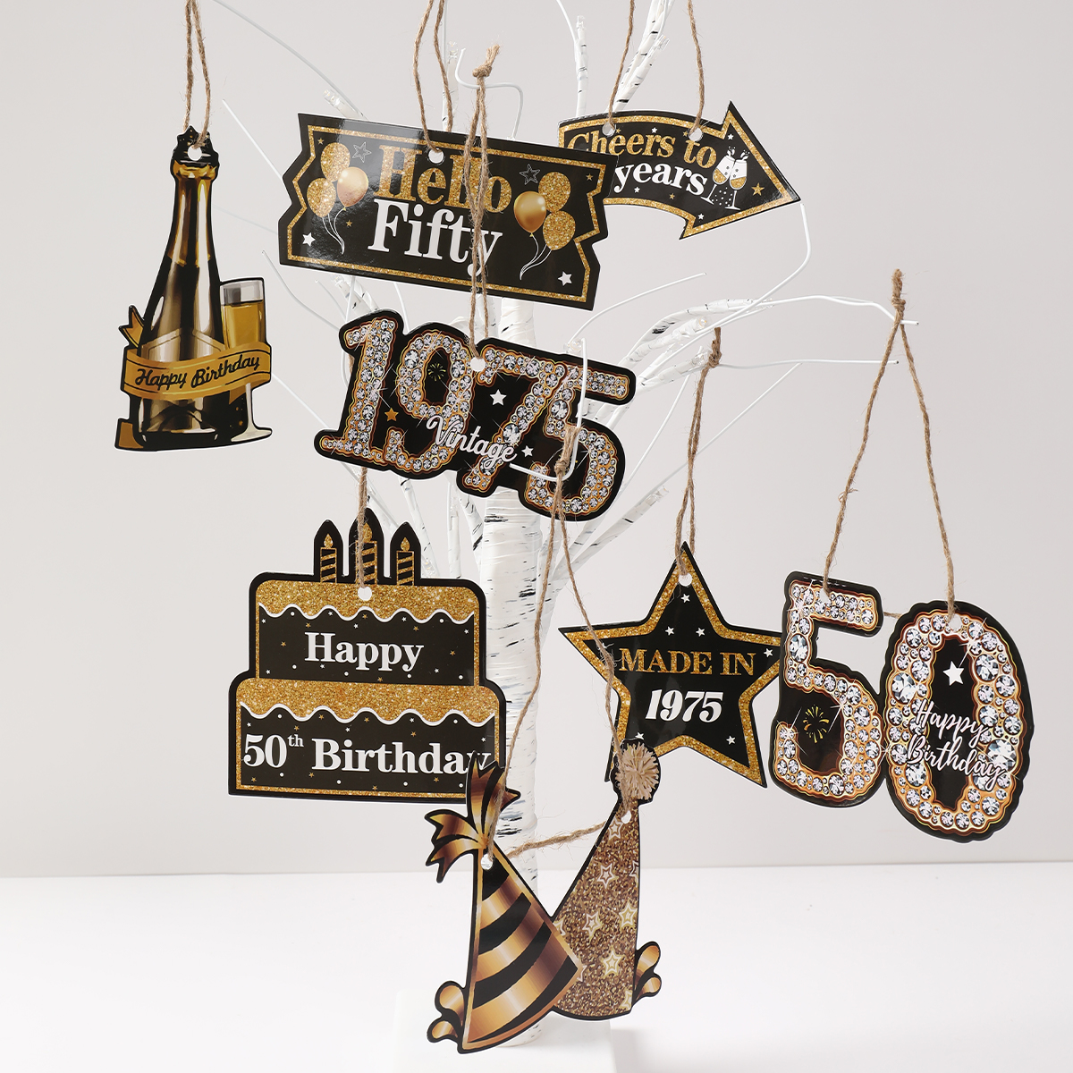 Bandeira de papel para aniversário de 50 anos, decoração de festa de feliz aniversário para adultos, suprimentos para festa de aniversário, lembranças