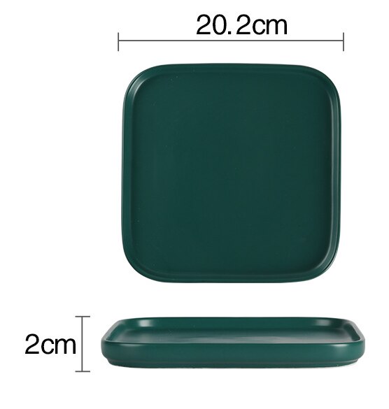 Nordic light luxe keramische westerse steakbord groen phnom penh vierkant bord dessert dessert taartschaal huishoudelijk servies: C