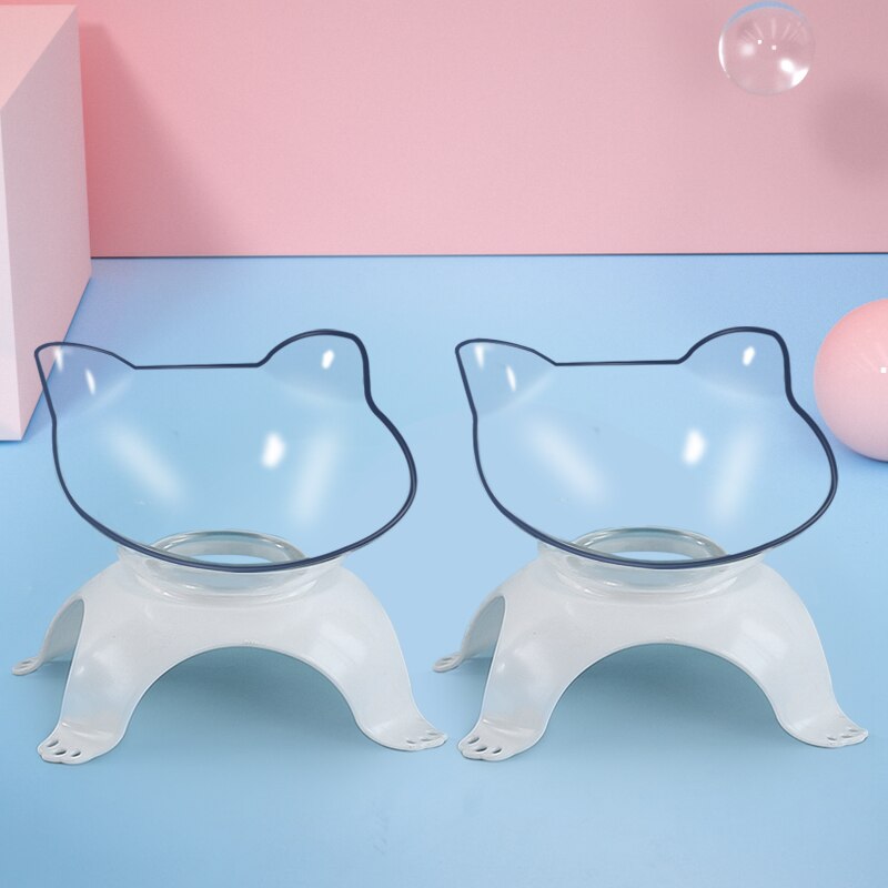 Bols durables Double pour chats | Bols pour animaux de compagnie surélevée, avec support surélevé, fournitures d'alimentation et d'arrosage pour chats, fournitures pour chiens: double transparent