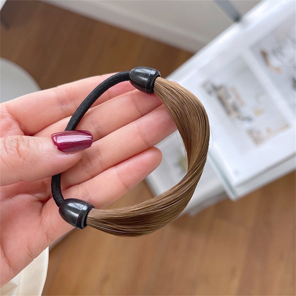 Peluca de pelo de imitación clásica para mujer y niña, lazos de cuerda, soporte de cola de caballo elástico Simple, trenza, tocado de , banda de goma, 4 colores: Lavanda