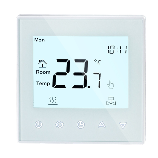 Water Heating Thermostat Touch Screen Thermostat LCD Display Room Temperature Controller For Gas Boiler and Water Floor Heating: White