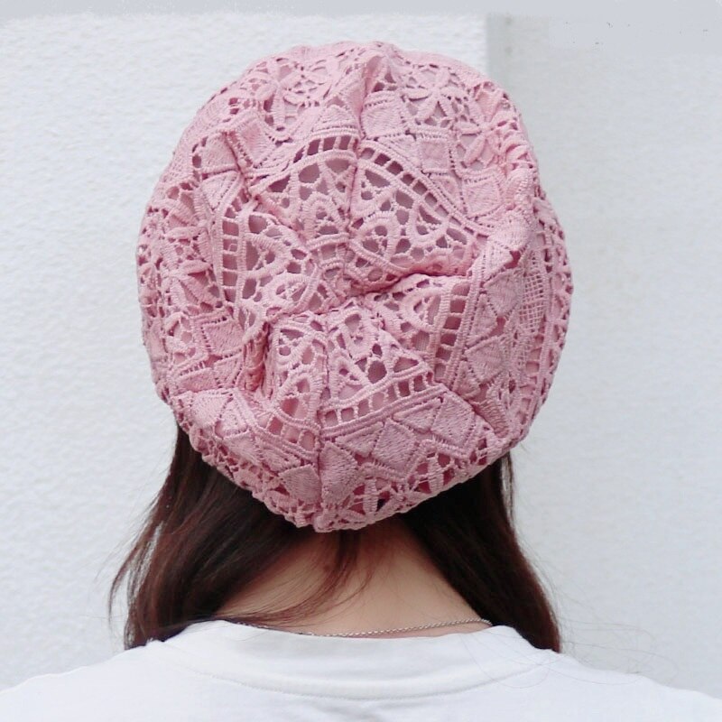 Damskie czapki wiosna lato cienkie czapeczki dla kobiet projektant koronki kwiat skullies chustka na głowę kapelusz jesień najnowsze czapki turban