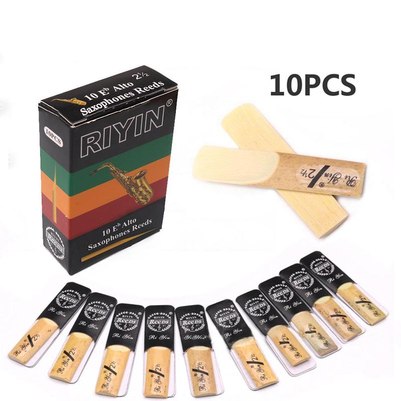 10Pcs Saxophone Reed Alto Saxophone Reed Strength 2.5 No. Natural Reed Acoustic Guitar Music Instrument Parts Accessory