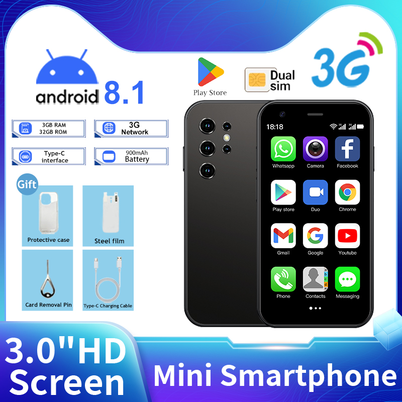 Mini 24 mini telefone com tela de 3 polegadas! Memória de 3 + 32 GB, modo de espera duplo de cartão duplo, backup Android projetado, simples, ainda não é fácil!