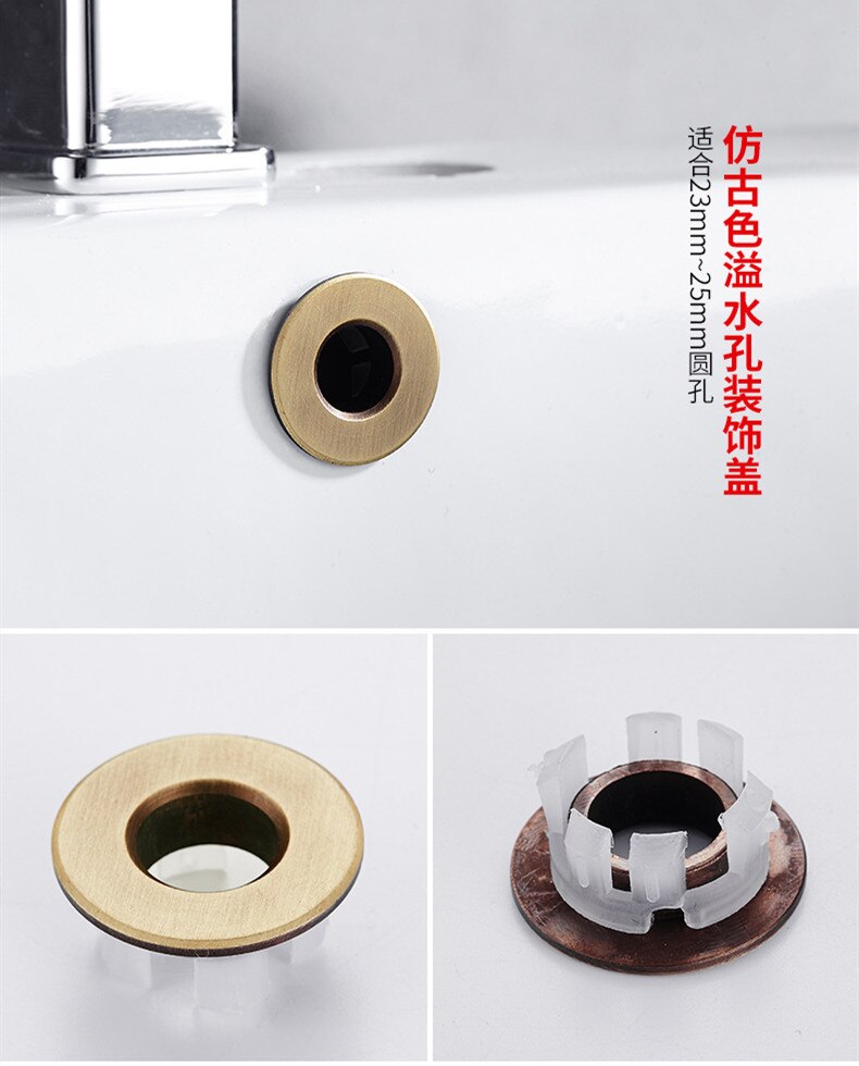 Metalowy otwór robić zlewu pierścień przelewowy umywalka dekoracyjna wsuwana osłona miedziane okrągłe ceramiczne doniczki urządzenie drenażbyć winnym: C
