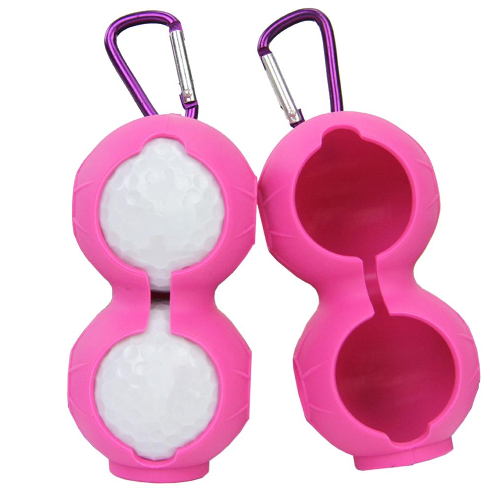 2 st karbinhake golfbollar skydda fodralhållare dubbelt skydd silikonfodral golfbollsfodral golf fitness sporttillbehör