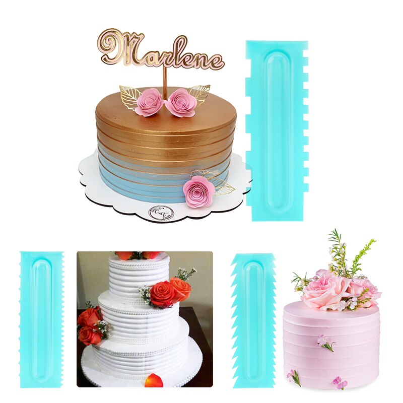 3 Stks/set Cake Decorating Kam Icing Fondant Spatels Soepeler Plastic Cake Schraper Gebak Texturen Keuken Bakken Tools