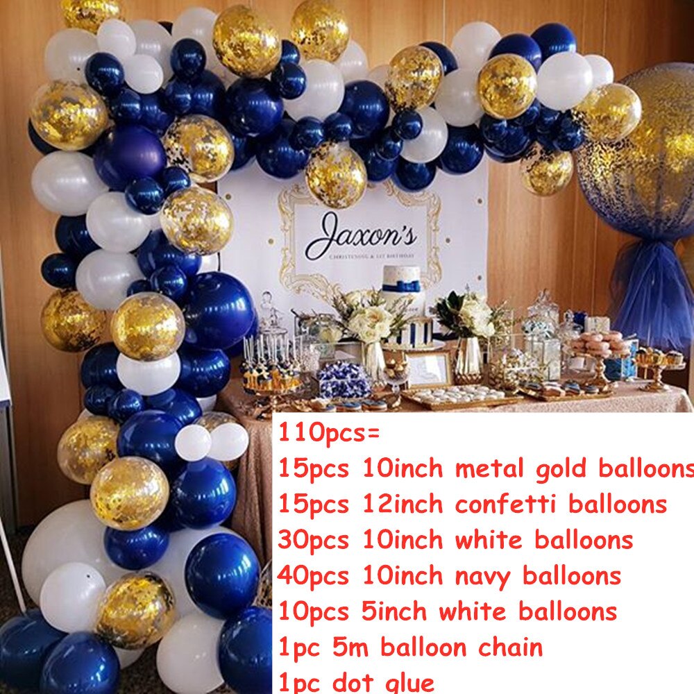Royal Blue Garland Arch Balloon Kit Confetti Latex Balloons Baby Shower Wedding Birthday Party Anniversary Party Decor Globos: Set 8