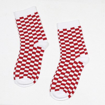 Hop katoen unisex streetwear nieuwigheid sokken korea funky harajuku trend geometrische geruite sokken mannen hip vrouwen schaakbord sokken: 002