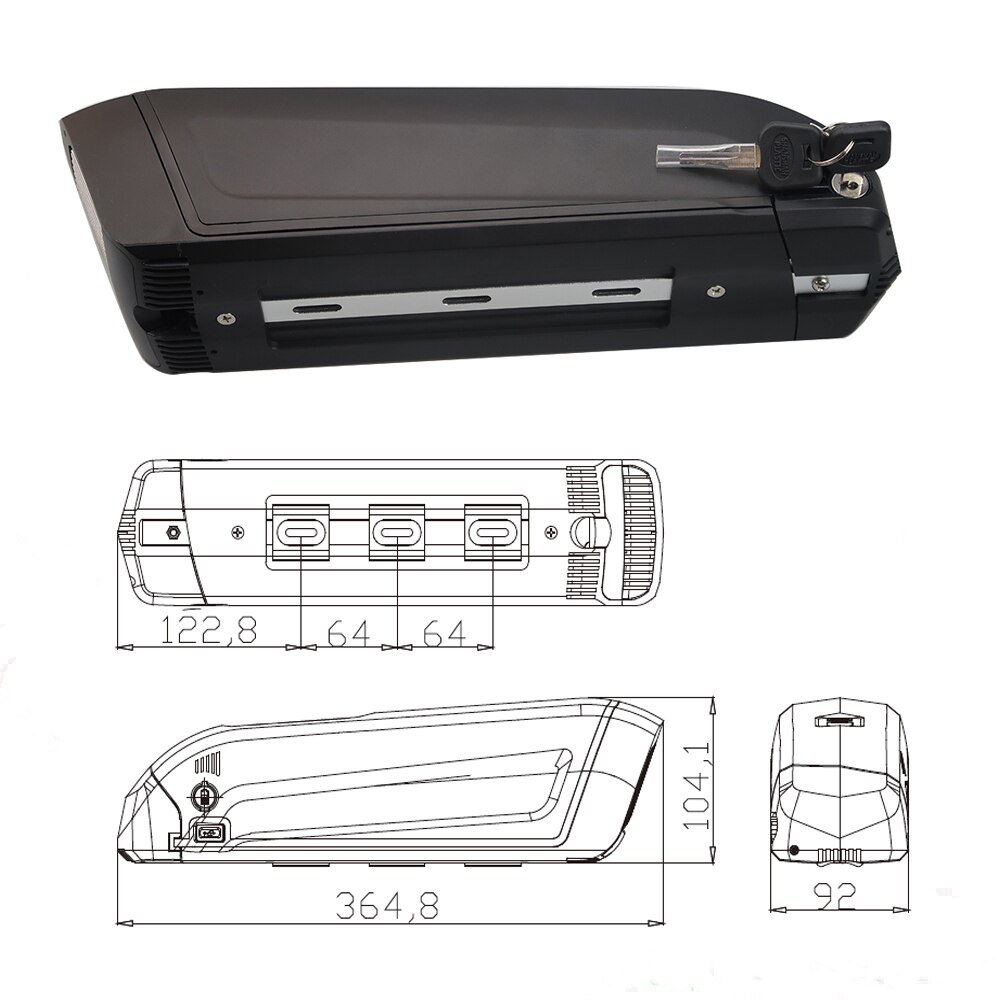 36v 48v hailong sidan släppa batteri låda elcykel ebike batterilåda hus med 5v usb -kort+bms