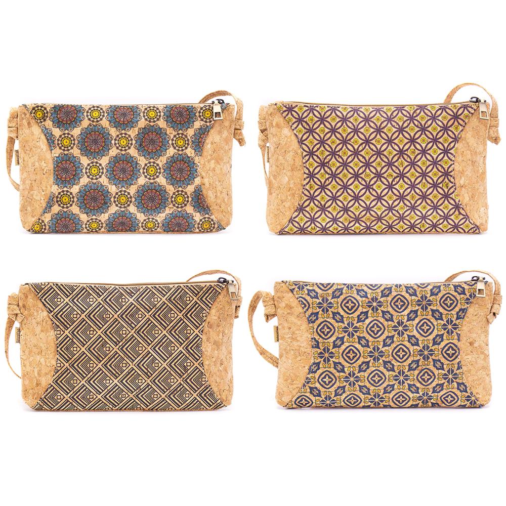 Natuurlijke Kurk Met Patroon Kleine Rits Crossbody Purse Tas-620