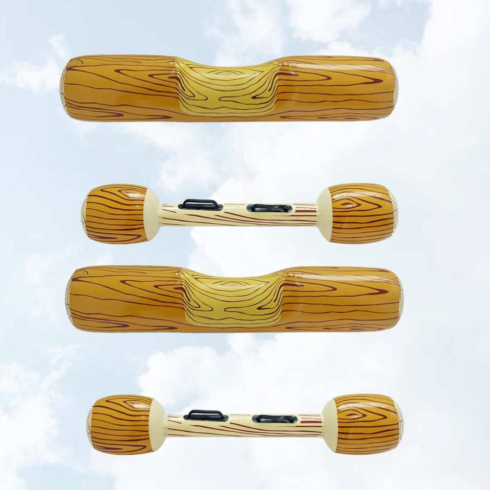 1 Set of 4Pcs Inflatable Swimming Pool Floating Toys Wood Grain Row Seat Party Water Log Rafts to Float Toys Wood Grain Color (2