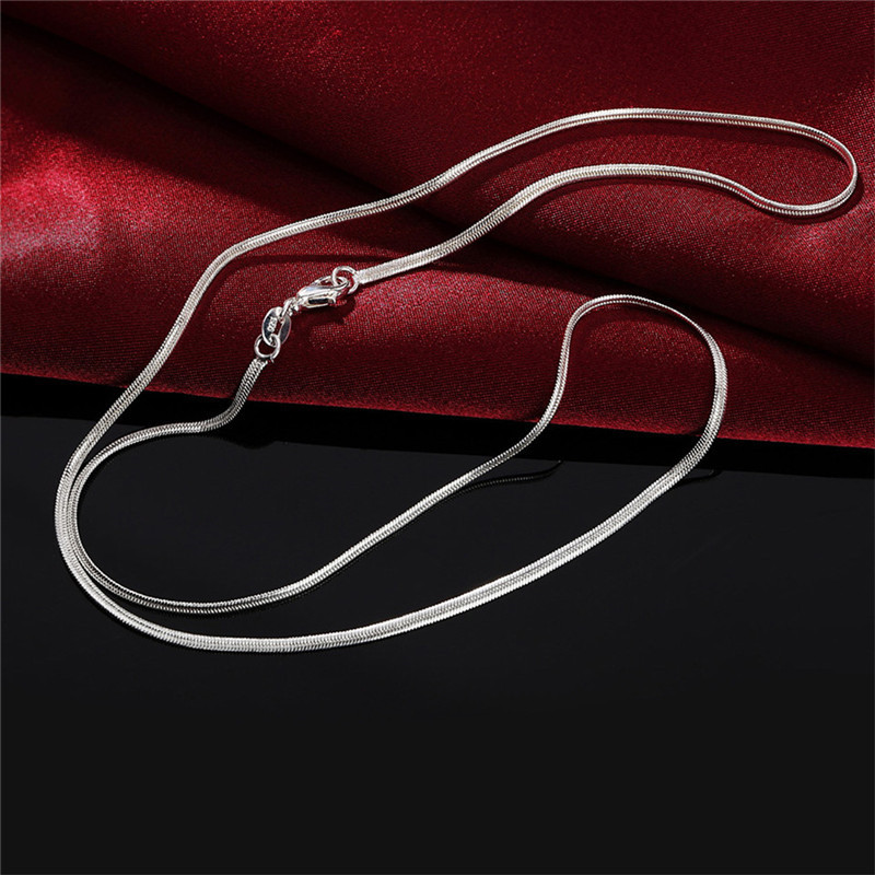 Babyllnt 925 Sterling Zilver 16/18/20/22/24/26/28/30 Inch 2Mm flat Snake Collier Voor Vrouw Man Mode Sieraden