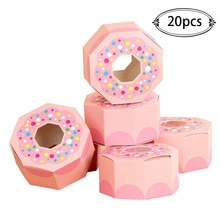 20*Donut Candy Box Sweet Chocolate Box Donut Theme Party Wedding Favor Box Hexagon Donut Party Paper Candy Box: Pink