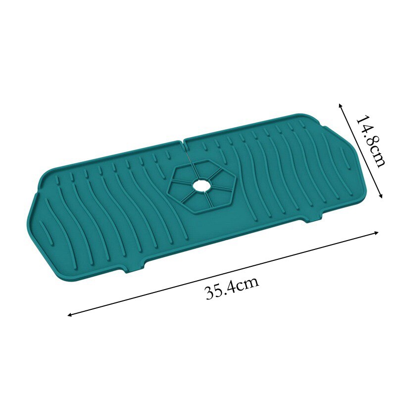 Silicone Faucet Mat For Kitchen Sink Splash Guard Bathroom Faucet Water Catcher Mat Sink Draining Pad Behind Faucet: D-Green