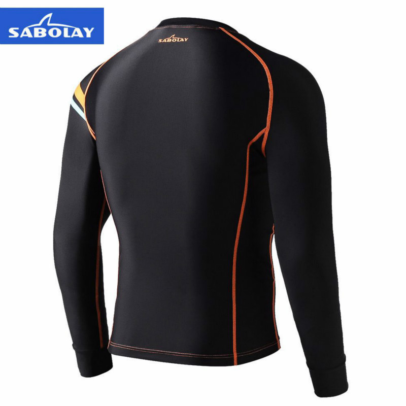 SABOLAY Men's Lycra Long Sleeve Rash Guard Suit Surf Swim Swimming Shirt Long Pants Couple Suit Black Diving 2 Pieces Set