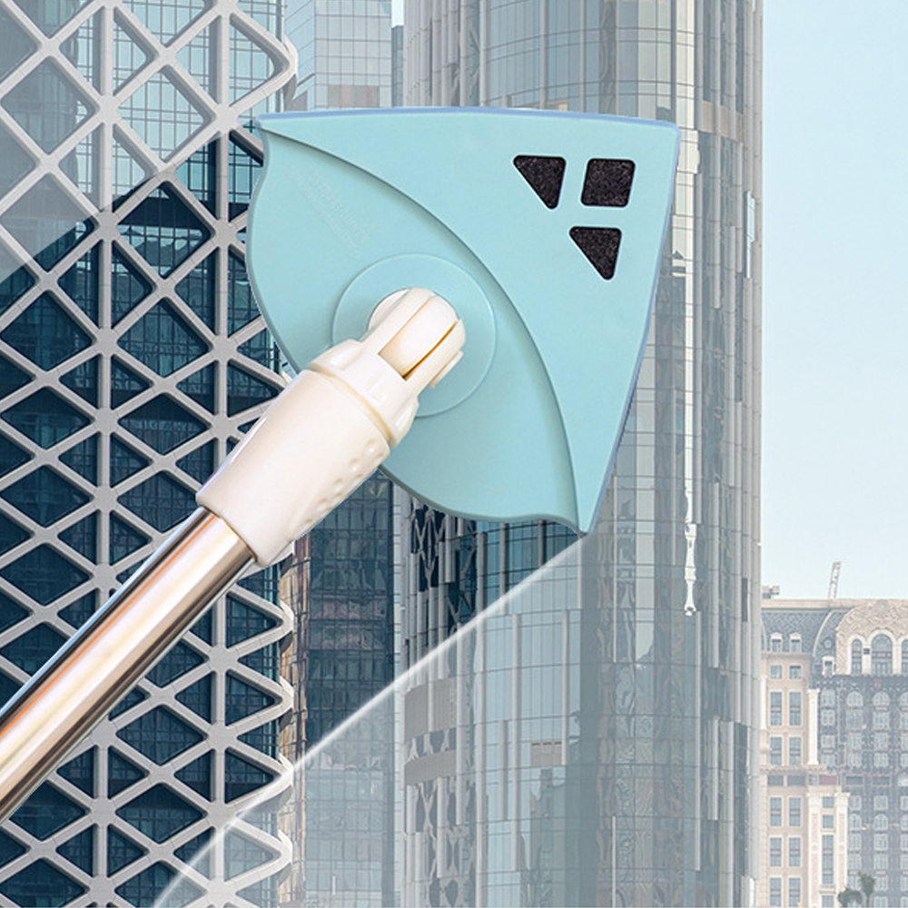 Lingette magnétique Double face pour vitres, ensemble de 4 tiges réglables, nettoyeur à brosse triangulaire de verre pour bâtiments, ménage