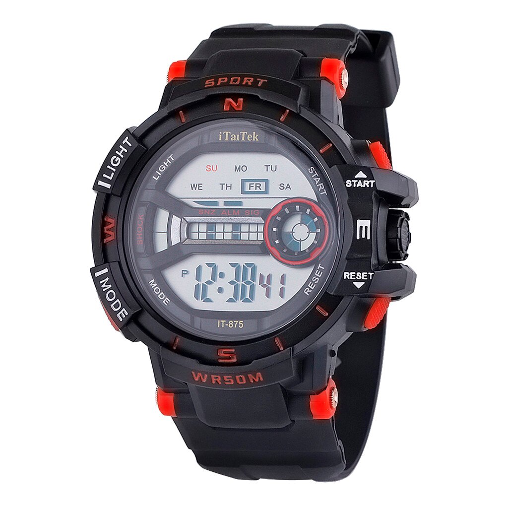 Sporthorloge Multifunctionele Waterdichte Lichtgevende Mode Elektronische Horloge Curren Horloge Mannen Erkek Kol Saati Часы Мужские: Rood